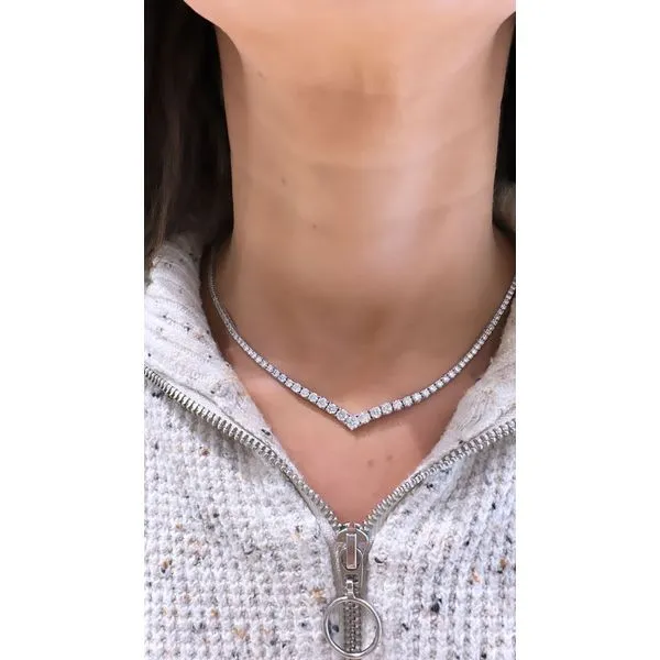 White Gold Diamond V-Shape Necklace – 17