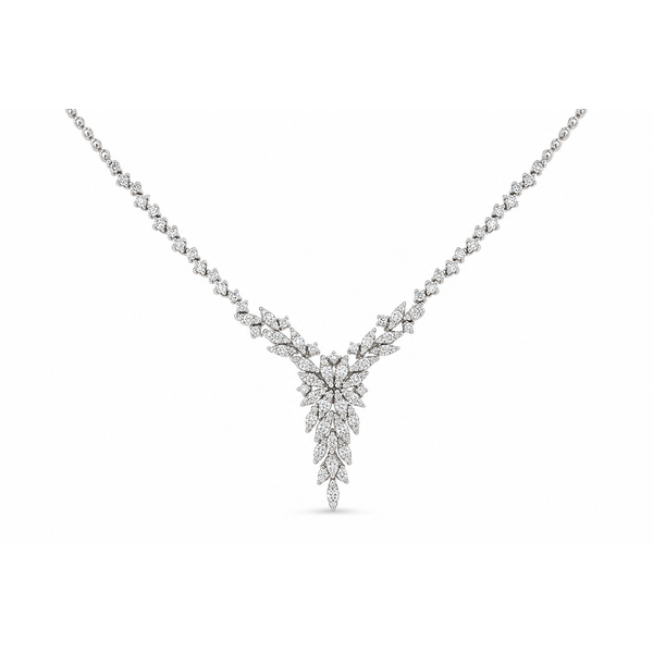 Diamond Botanical Cascade White Gold Necklace Mollys Jewelers Brooklyn, NY