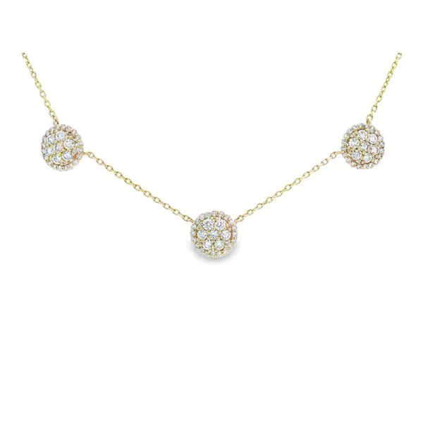 Yellow Gold Trio Diamond Necklace – 1.75ct Sparkling Spheres Mollys Jewelers Brooklyn, NY