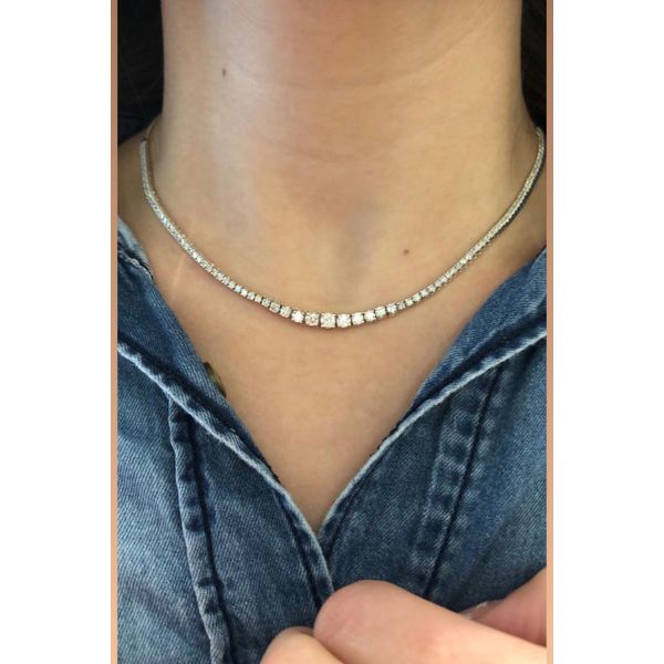 White Gold Half Tennis Diamond Necklace – Grace 4.85ct Mollys Jewelers Brooklyn, NY