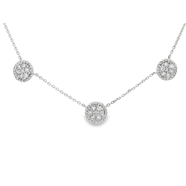 White Gold Trio Diamond Necklace – 1.75ct Sparkling Spheres Mollys Jewelers Brooklyn, NY