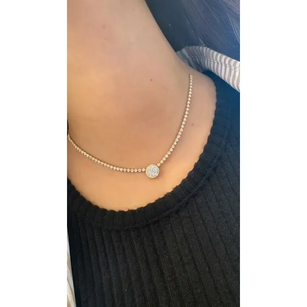 Yellow Gold Diamond Cluster Necklace – 2.00 Ct Image 2 Mollys Jewelers Brooklyn, NY