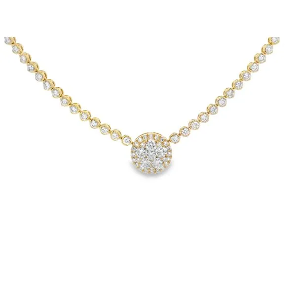 Yellow Gold Diamond Cluster Necklace – 2.00 Ct Mollys Jewelers Brooklyn, NY