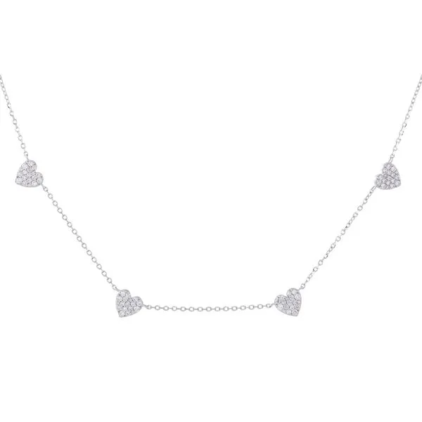 White Gold HeartLine Diamond Necklace Mollys Jewelers Brooklyn, NY