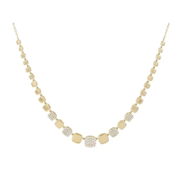 Yellow Gold CushionLink Diamond Necklace Mollys Jewelers Brooklyn, NY