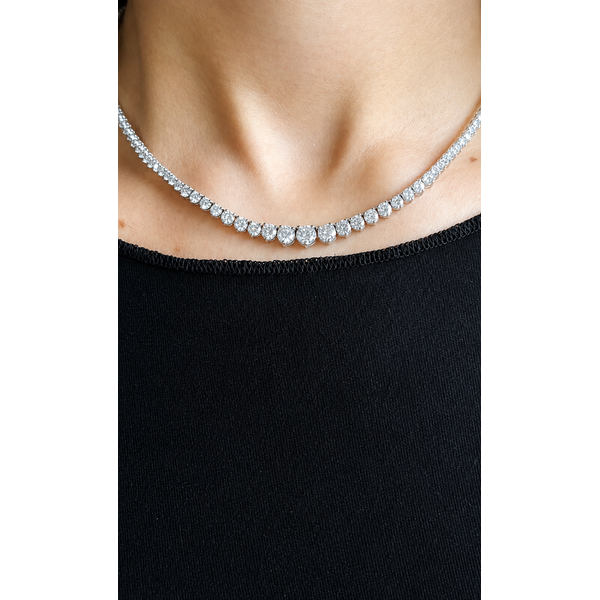 Graduated 3-Prong Diamond Tennis Necklace – 10.60 Total Carat with 0.50 Carat Center Diamond Image 2 Mollys Jewelers Brooklyn, NY