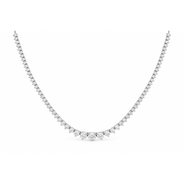 3 Prong White Gold Graduated Half-Tennis Necklace  5.5 carat Mollys Jewelers Brooklyn, NY