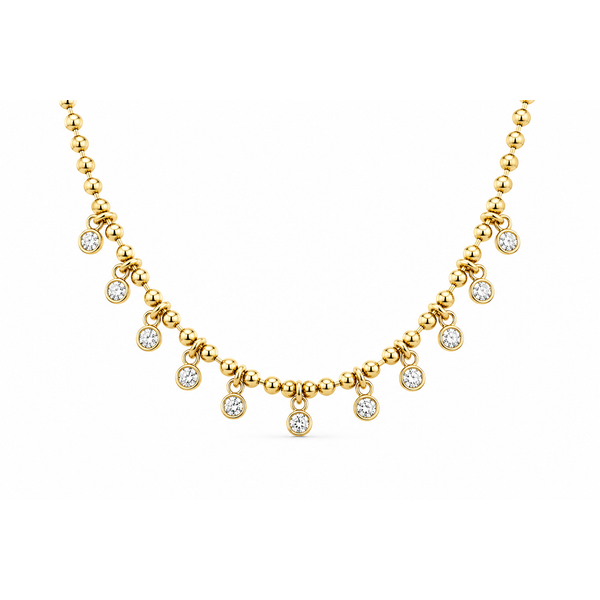 14K Yellow Gold 18-Inch 0.77 CTW Diamond Dangle Ball Chain Necklace Mollys Jewelers Brooklyn, NY