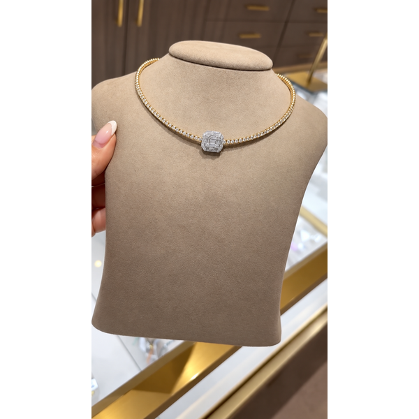 Baguette & Round Diamond Centerpiece Necklace Mollys Jewelers Brooklyn, NY
