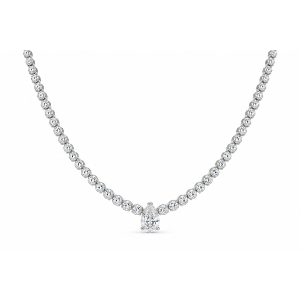 Pear Shape Diamond Drop Tennis Necklace Mollys Jewelers Brooklyn, NY