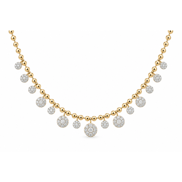Graduated Diamond Disc Drop Necklace Mollys Jewelers Brooklyn, NY