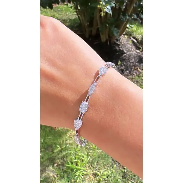 White Gold Elegance Multi-Shape Diamond Bracelet – 2.14 TWT Image 2 Mollys Jewelers Brooklyn, NY