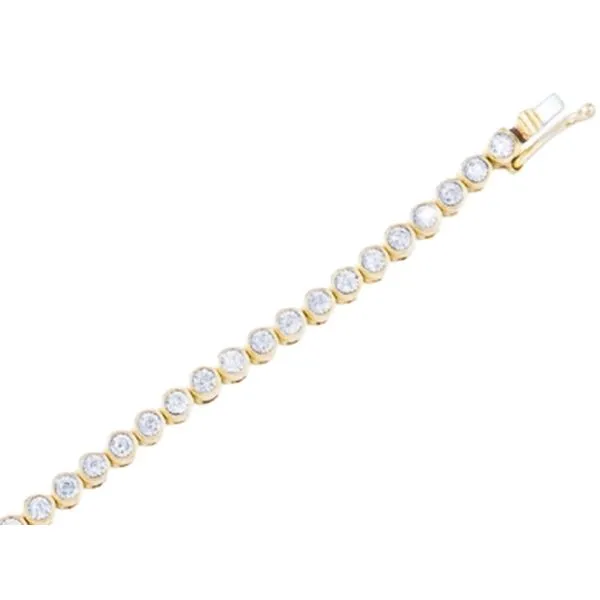 Yellow Gold BezelTennis Diamond Bracelet Image 2 Mollys Jewelers Brooklyn, NY