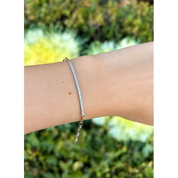 Two-Tone Diamond Paper Clip Bar Bracelet Image 2 Mollys Jewelers Brooklyn, NY