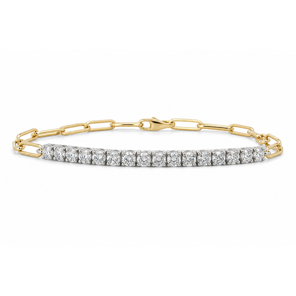 14K Two-Tone Gold 1.60 CTW Diamond Paperclip Bracelet Mollys Jewelers Brooklyn, NY