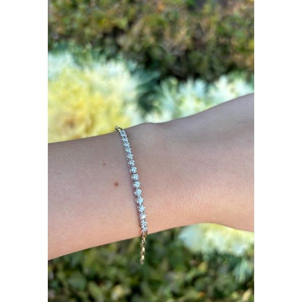 Two-Tone Diamond Paper Clip Line Bracelet Image 2 Mollys Jewelers Brooklyn, NY
