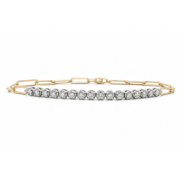 Two-Tone Diamond Paper Clip Line Bracelet Mollys Jewelers Brooklyn, NY