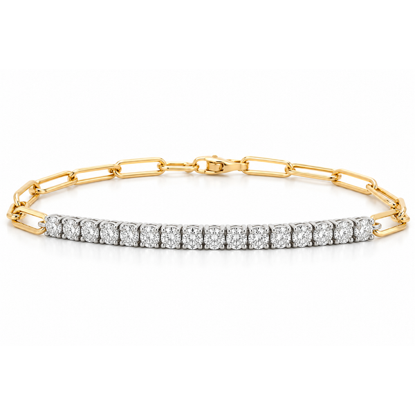 14K Two-Tone Gold 1.60 CTW Diamond Paperclip Bracelet Mollys Jewelers Brooklyn, NY