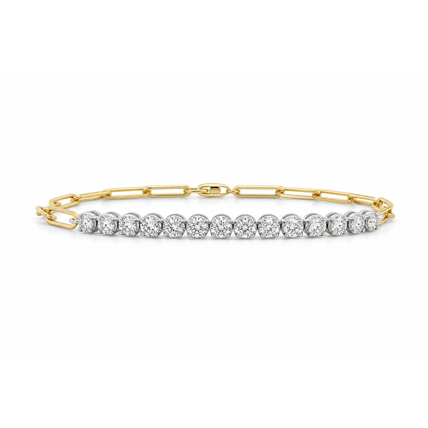 14K Two-Tone Gold 1.00 CTW Diamond Paperclip Bracelet Mollys Jewelers Brooklyn, NY
