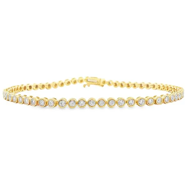Yellow Gold BezelTennis Diamond Bracelet Mollys Jewelers Brooklyn, NY