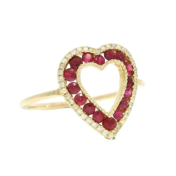 Elegant Heart-Shaped Ruby Ring Image 2 Mollys Jewelers Brooklyn, NY