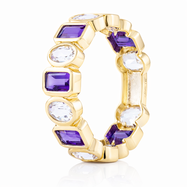 Yellow Gold Fusion Amethyst & White Topaz Ring – 3.83ct Mollys Jewelers Brooklyn, NY