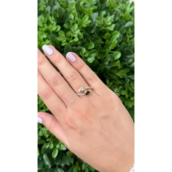 TearTwist Pear-Shaped Sapphire & Diamond Open Ring in Yellow Gold Mollys Jewelers Brooklyn, NY
