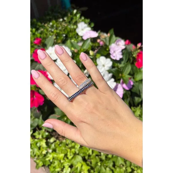 Multi-Finger Sapphire Curve White Gold Ring Image 2 Mollys Jewelers Brooklyn, NY
