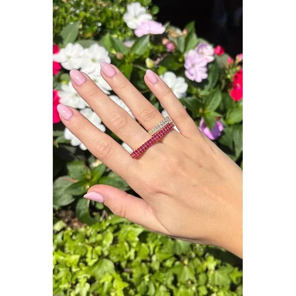 Multi-Finger Ruby Curve Yellow Gold Ring Mollys Jewelers Brooklyn, NY