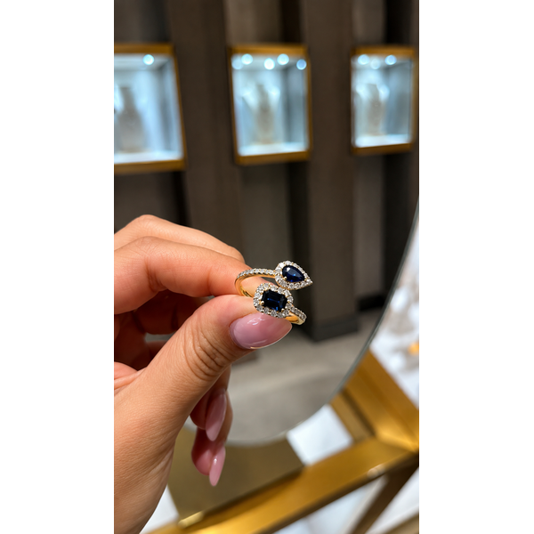 Sapphire Duet Diamond Wrap Ring Image 2 Mollys Jewelers Brooklyn, NY