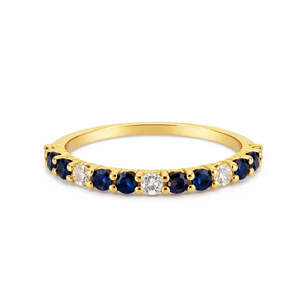 Yellow Gold Sapphire Diamond Stackable Ring Mollys Jewelers Brooklyn, NY