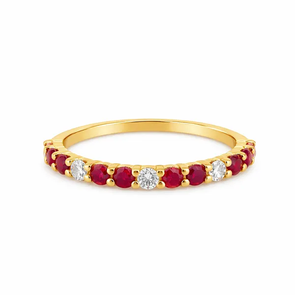 Yellow Gold Ruby Diamond Stackable Ring Mollys Jewelers Brooklyn, NY