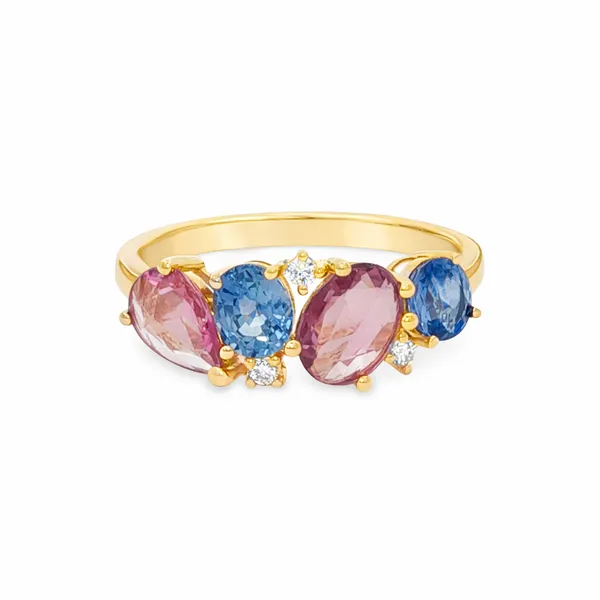 Yellow Gold Harmony Multi-Color Sapphire & Diamond Ring Mollys Jewelers Brooklyn, NY