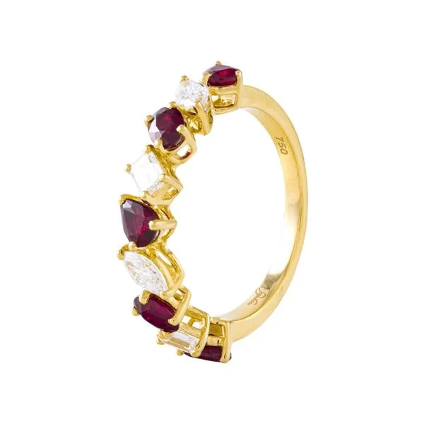 Yellow Gold GemMix Ruby & Diamond Ring Mollys Jewelers Brooklyn, NY