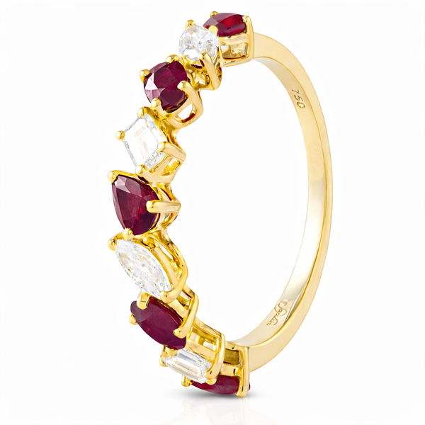 Yellow Gold GemMix Ruby & Diamond Ring Mollys Jewelers Brooklyn, NY