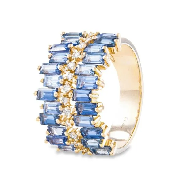 Yellow Gold SapphireCluster Sapphire & Diamond Ring Mollys Jewelers Brooklyn, NY