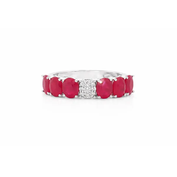 White Gold Ruby Diamond Band Ring Mollys Jewelers Brooklyn, NY