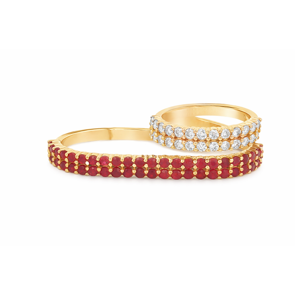 Multi-Finger Ruby Curve Yellow Gold Ring Mollys Jewelers Brooklyn, NY