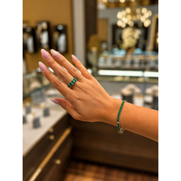 14K White Gold Oval Emerald & Diamond Anniversary Band – 2.31 CTW Emeralds Image 2 Mollys Jewelers Brooklyn, NY