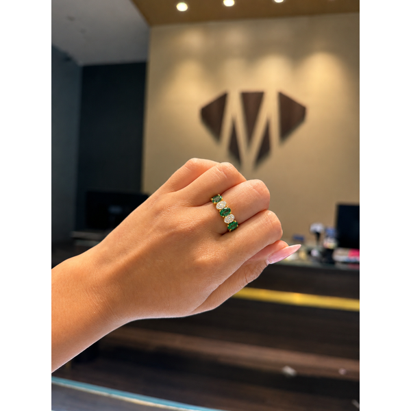 14K Yellow Gold Tsavorite & Diamond Alternating Ring – 0.40 CTW Image 2 Mollys Jewelers Brooklyn, NY