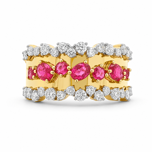 Ruby Ribbon Diamond Edge Ring Mollys Jewelers Brooklyn, NY