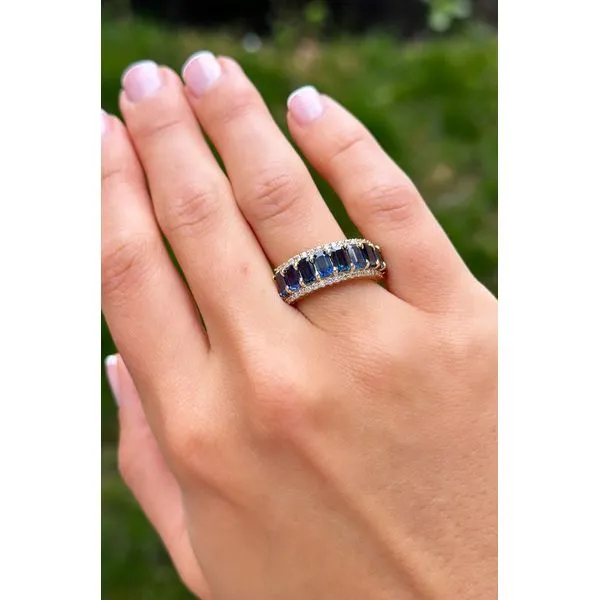 Elegant Sapphire and Diamond Ring Image 2 Mollys Jewelers Brooklyn, NY