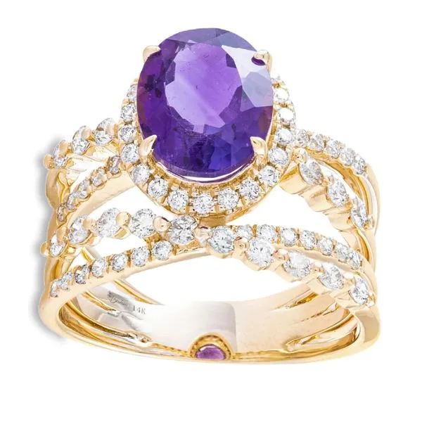 Elegant Amethyst and Diamond Ring Image 3 Mollys Jewelers Brooklyn, NY