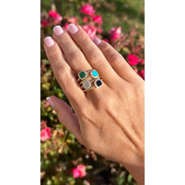 NoirGlow Yellow Gold Onyx Halo Ring Image 3 Mollys Jewelers Brooklyn, NY