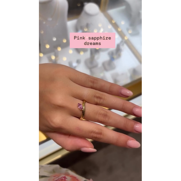 14K Yellow Gold Marquise Pink Sapphire Ring – 0.65 CT Image 2 Mollys Jewelers Brooklyn, NY