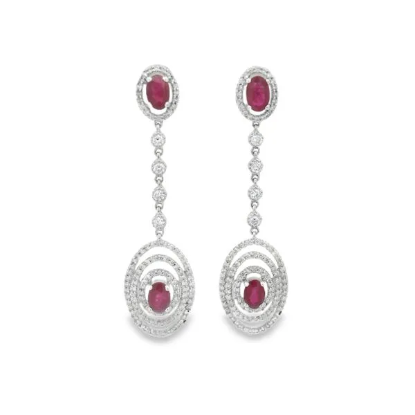 RubyOrbit 1.9-Inch Concentric Drop Earrings in White Gold Mollys Jewelers Brooklyn, NY