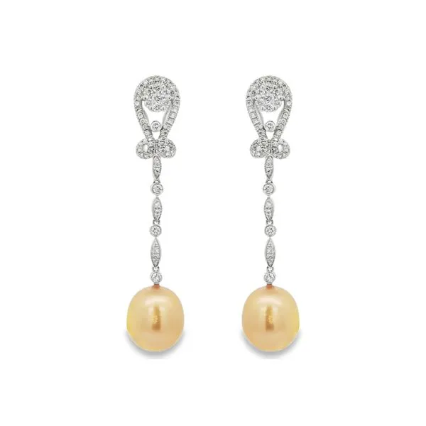 Lady's 18 White Gold Lustre Pearl & Diamond Earrings – 1.02ct Mollys Jewelers Brooklyn, NY
