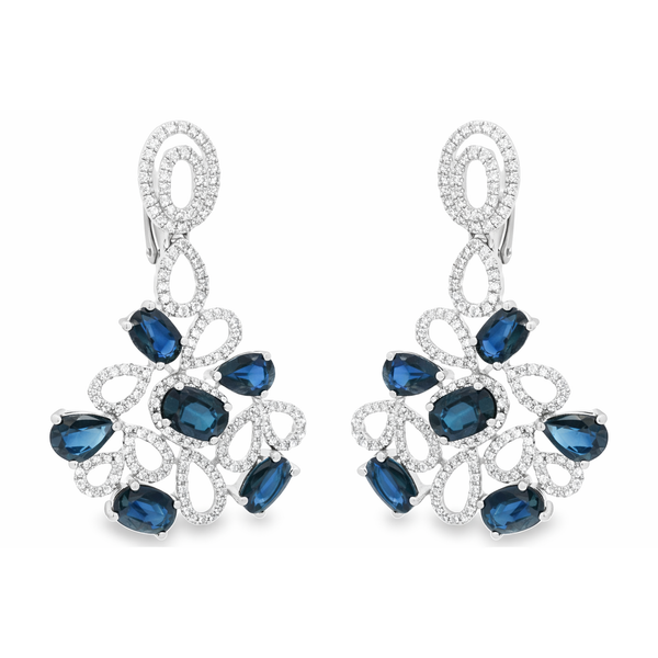 SapphireLace 1.5-Inch Chandelier Earrings in White Gold Mollys Jewelers Brooklyn, NY
