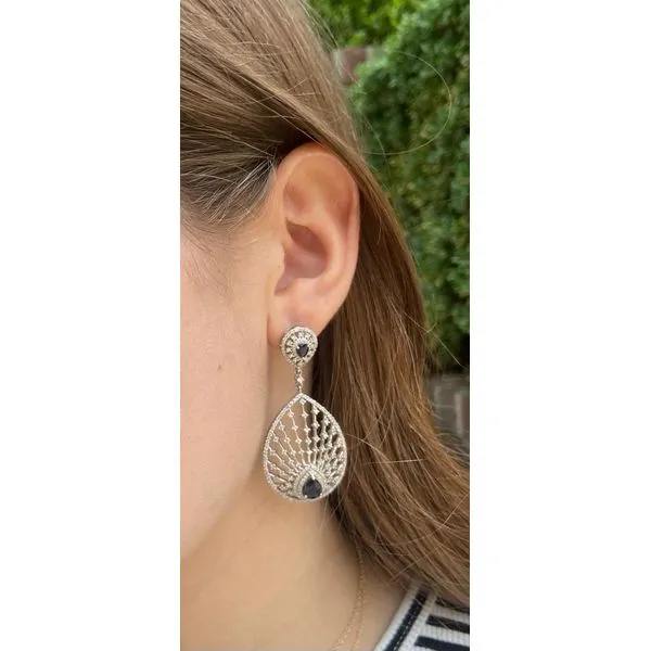 White Gold SapphireLattice Drop Earrings – 3.97ct & 3.26ct Image 3 Mollys Jewelers Brooklyn, NY