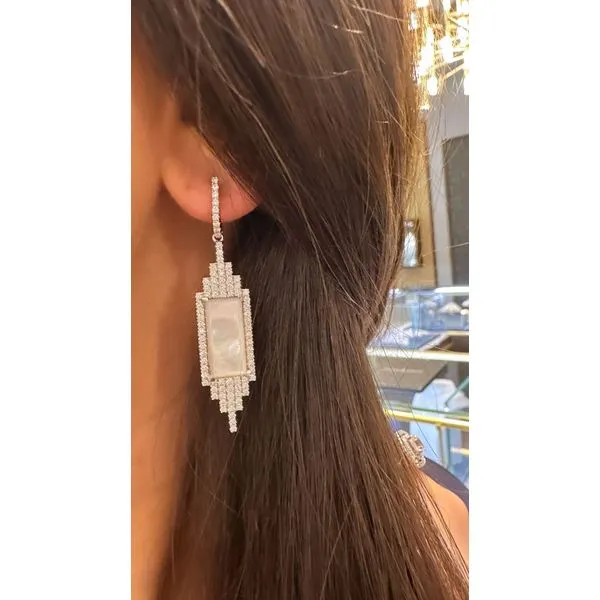 DecoPearl Mother of Pearl Drop Earrings in White Gold – 2.1 Inch Image 2 Mollys Jewelers Brooklyn, NY